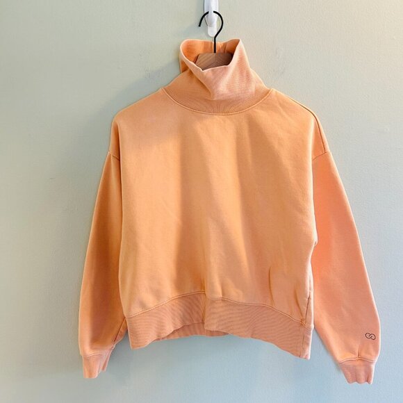 Calia Everyday Fleece Turtleneck Size Medium Apricot Light Orange Sweatshirt - Picture 2 of 10